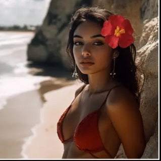 Red Tropical Flower Hair Clip