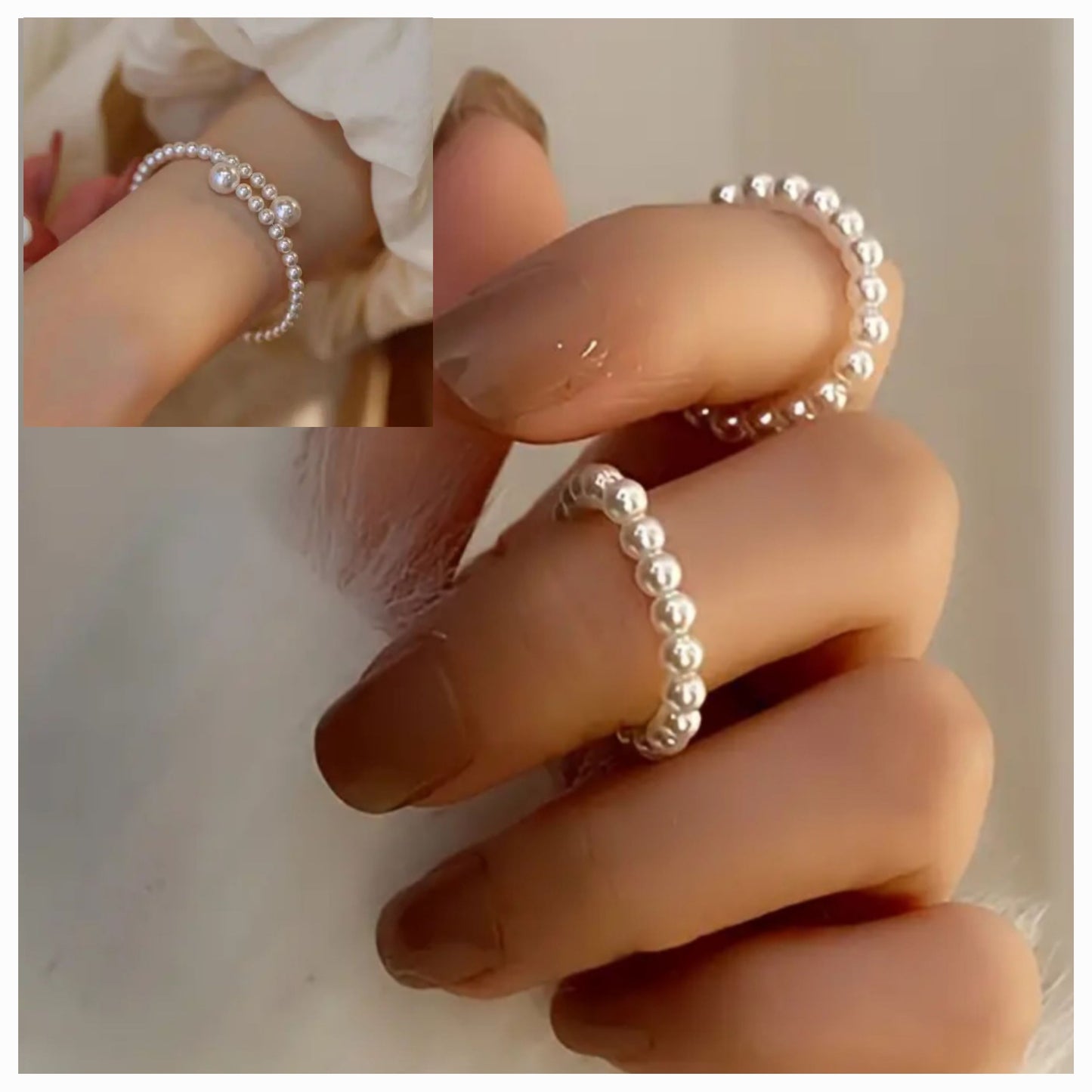 Pearls rings and bracelet