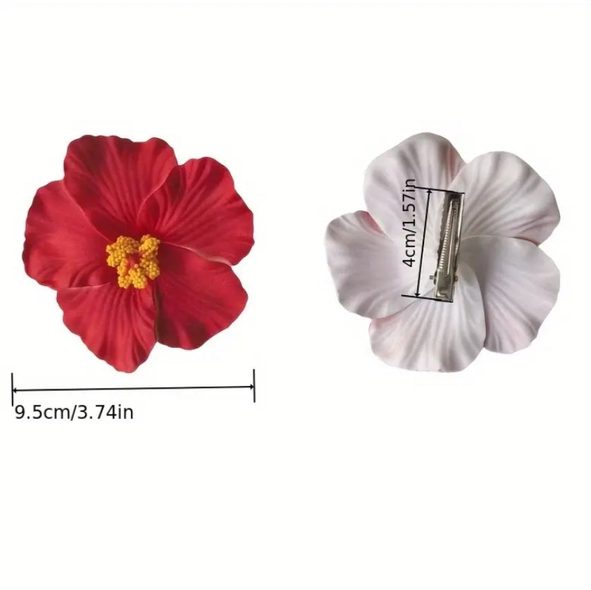 Red Tropical Flower Hair Clip