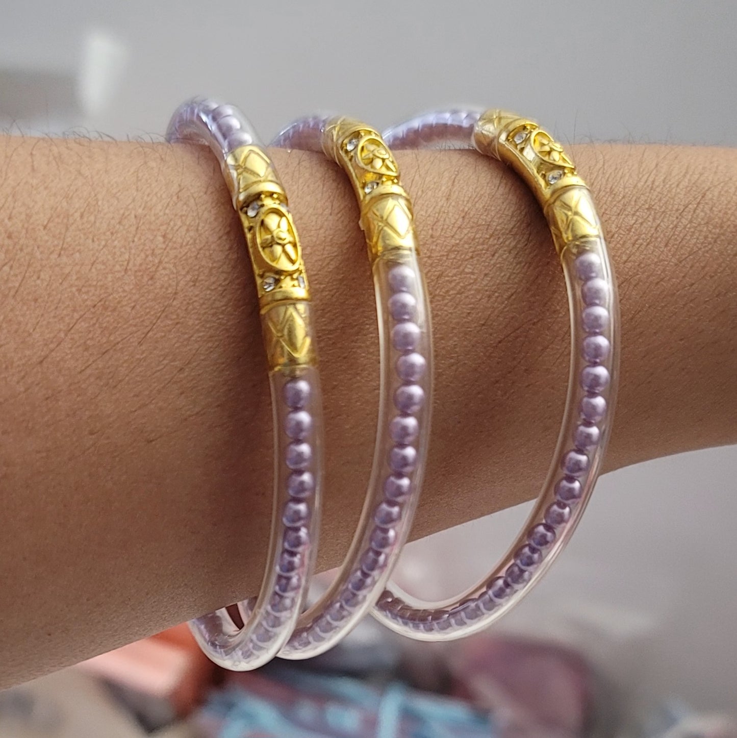 Sparkling Pearl Bangles