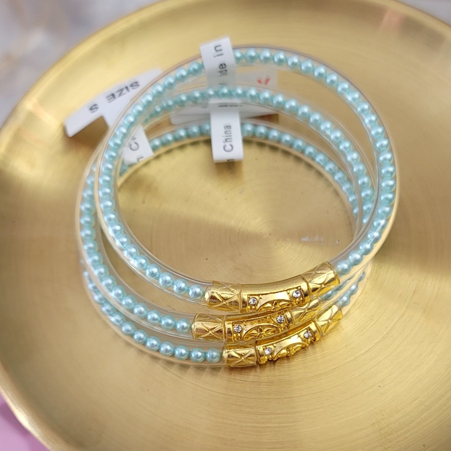 Sparkling Pearl Bangles